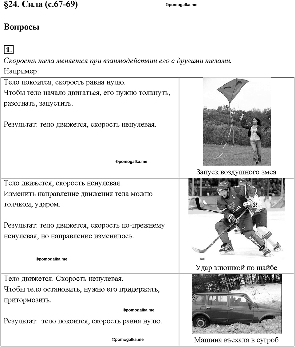 Глава 2. Взаимодействие тел. Сила. §24. Вопрос №1 — решение 1