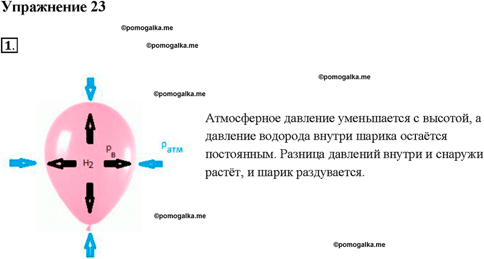 Глава 3. Давление твердых тел, жидкостей и газов. Атмосферное давление на различных высотах. §46. Упражнение 23, номер №1 — решение 1