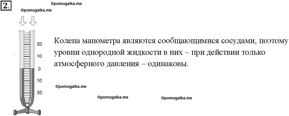 Глава 3. Давление твердых тел, жидкостей и газов. Манометры. §47. Вопрос №2 — решение 1