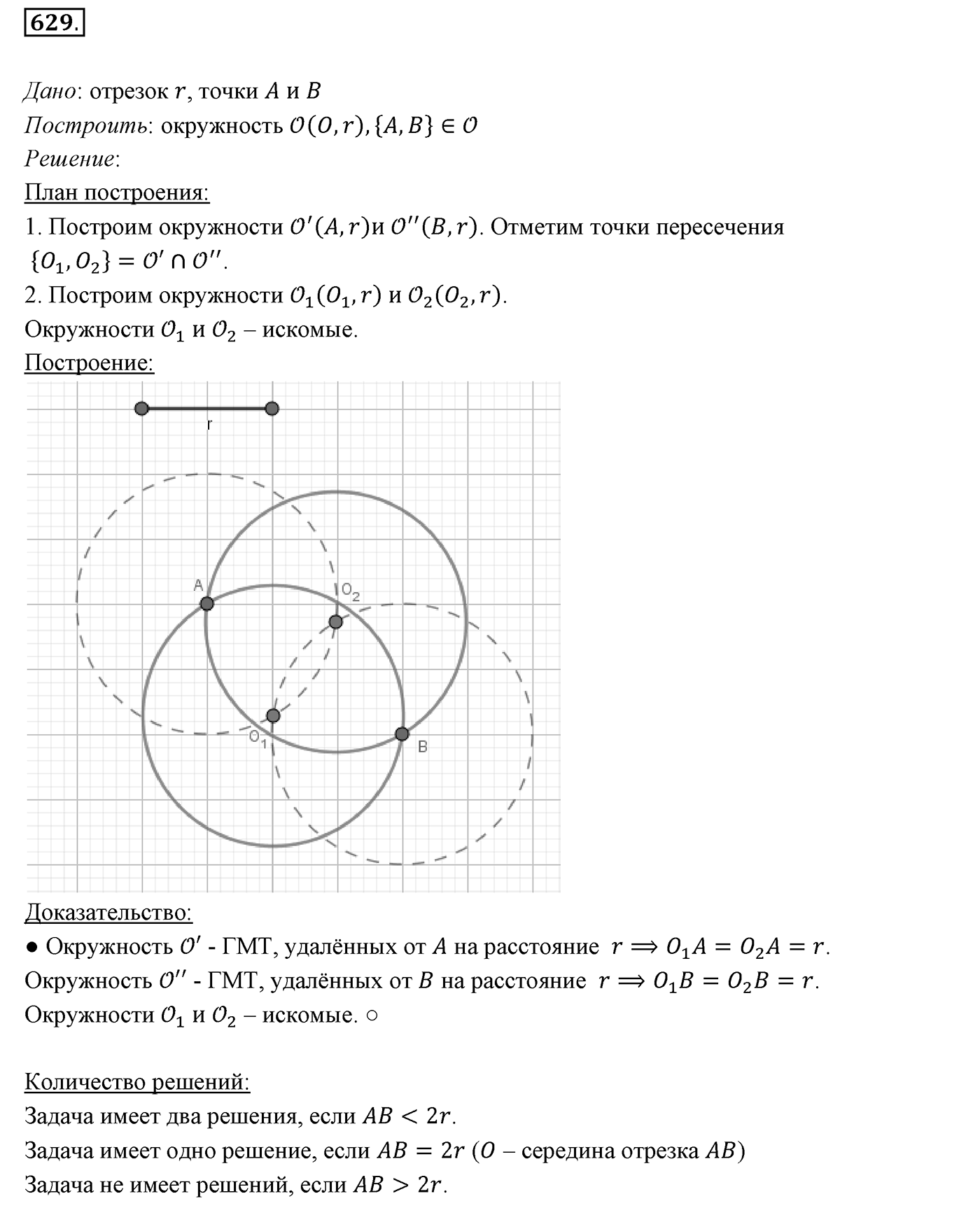 §23. Метод геометрических мест точек в задачах на построение. Номер №629 — решение 1