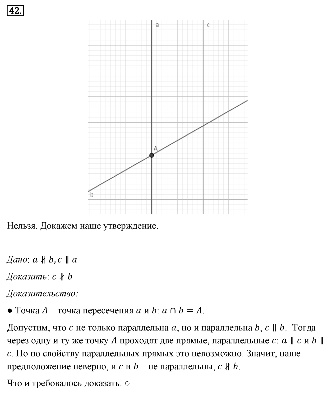 Основные свойства простейших геометрических фигур. Параграф 1 Задача №42 — решение 1