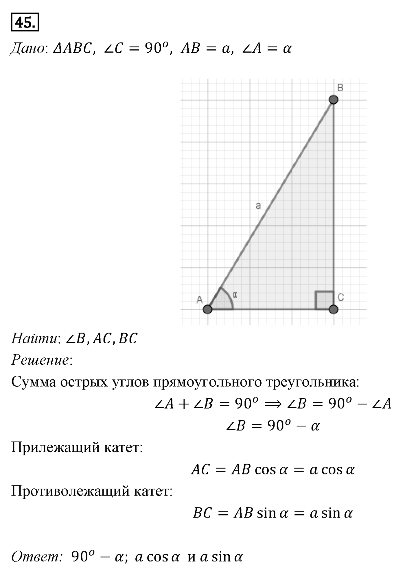 Теорема Пифагора. Параграф 7 Задача №45 — решение 1