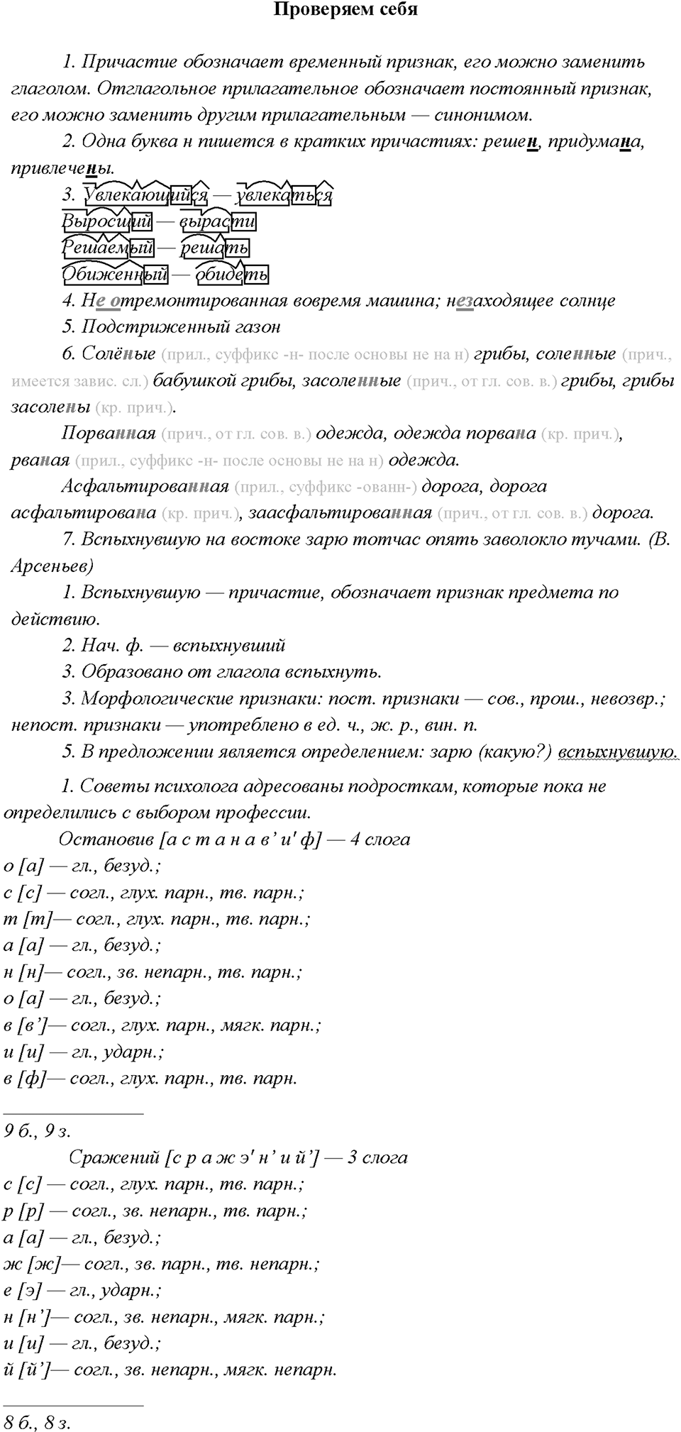 §21. Употребление причастий в речи. Проверяем себя — решение 1