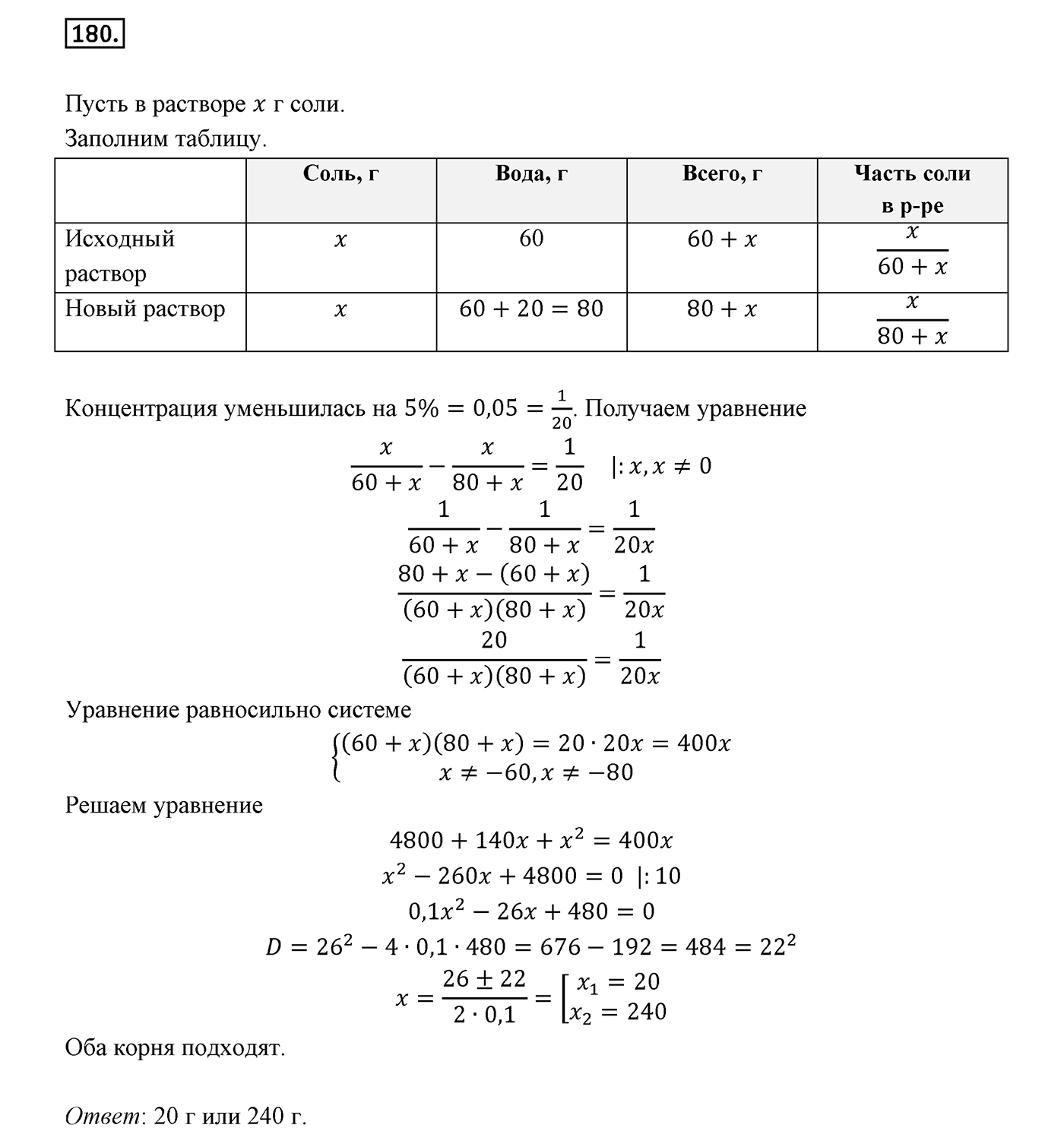 Вариант 1 Номер №180 — решение 1