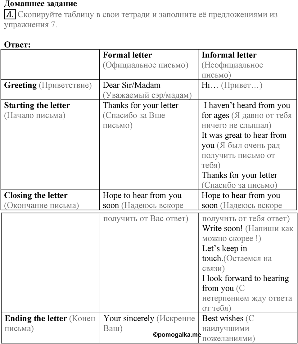 Let's keep in touch. Unit 1 lesson 2-3 Homework A — решение 1