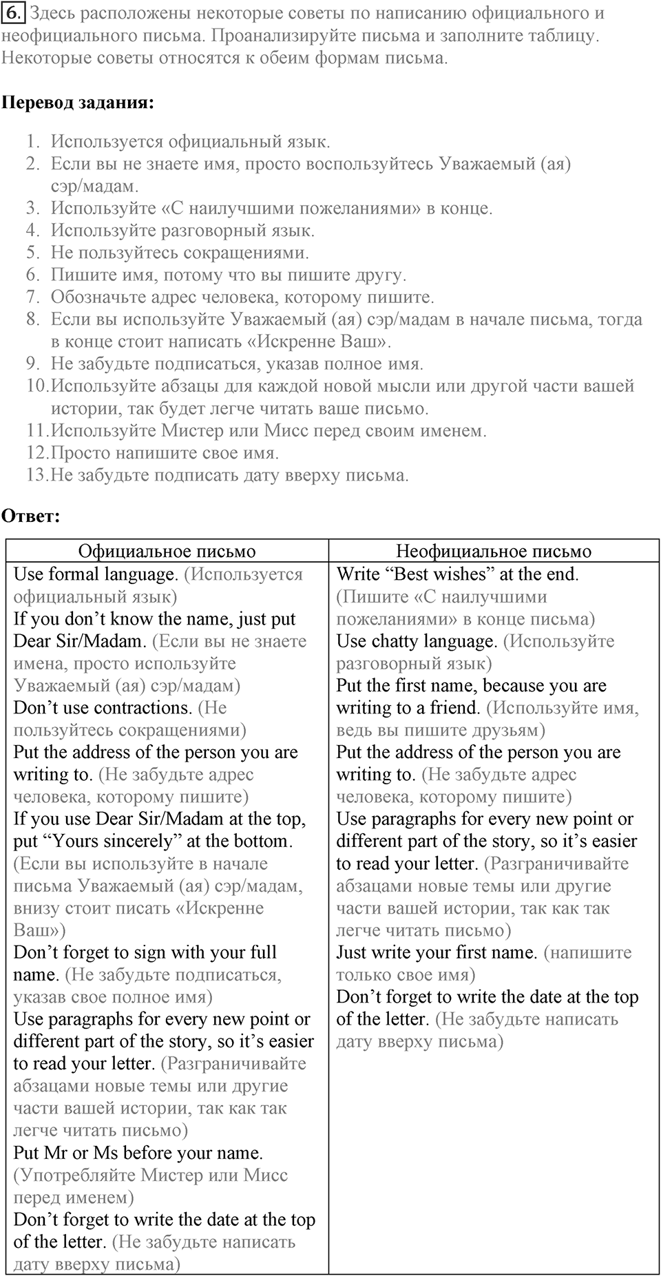 Let's keep in touch. Unit 1 lesson 2-3 exercise 6 — решение 1