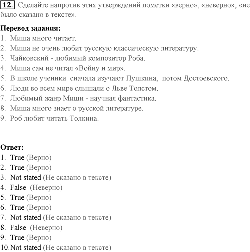 Russian writers and poets. Unit 7 lesson 1-2-3 exercise 12 — решение 1