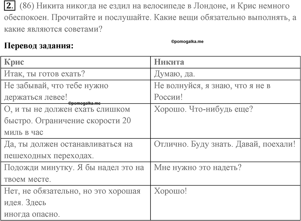 Страница 109. Rights and Responsibilities. Dialogue builder. Задание №2 — решение 1