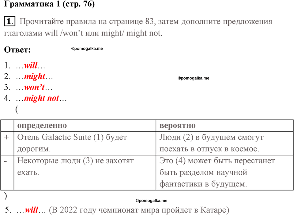 Страница 76. Final Frontiers. Grammar 1. Задание №1 — решение 1