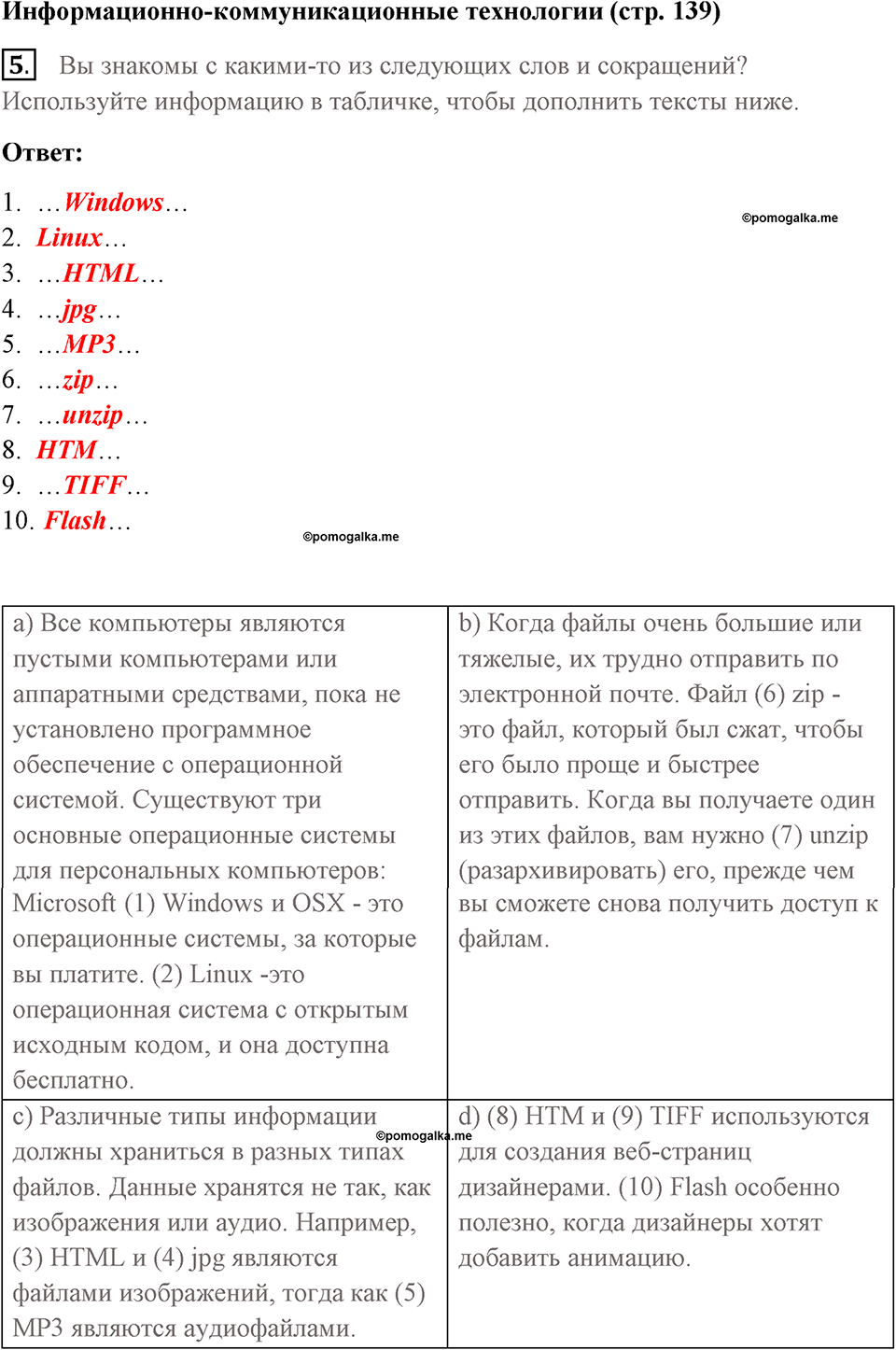 Страница 139. Extra contents. Information and Communication Technology. Задание №5 — решение 1