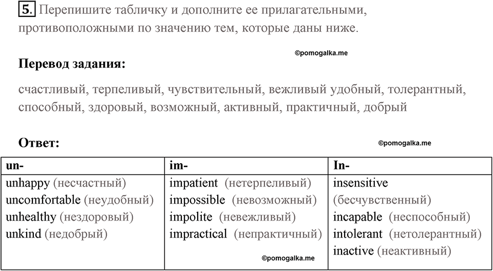 Страница 117. Body and Soul. Vocabulary 2. Задание №5 — решение 1