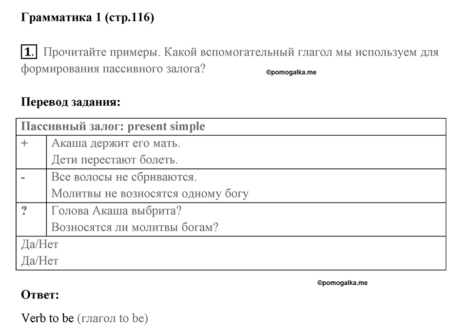 Страница 116. Body and Soul. Grammar 1. Задание №1 — решение 1