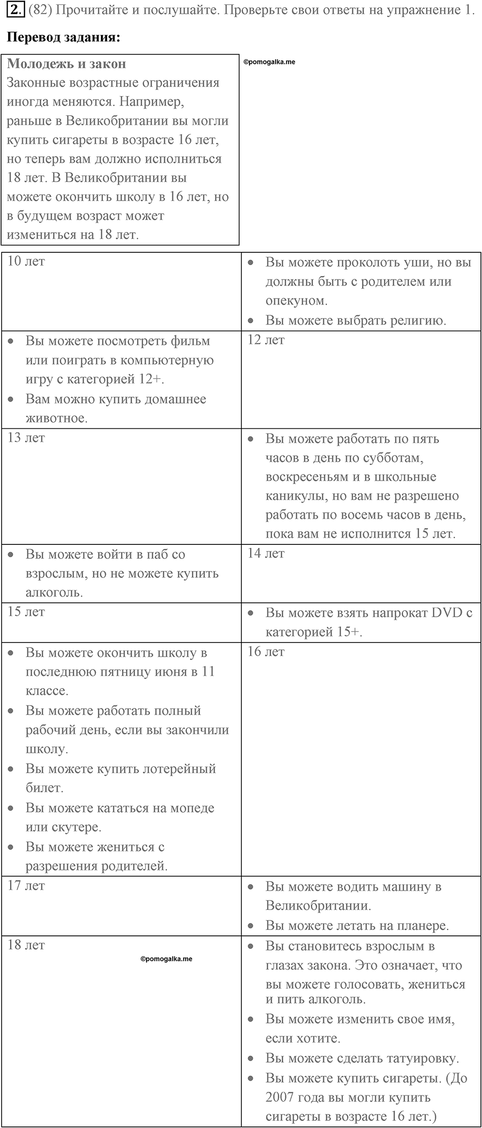 Страница 106. Rights and Responsibilities. Culture today. Задание №2 — решение 1