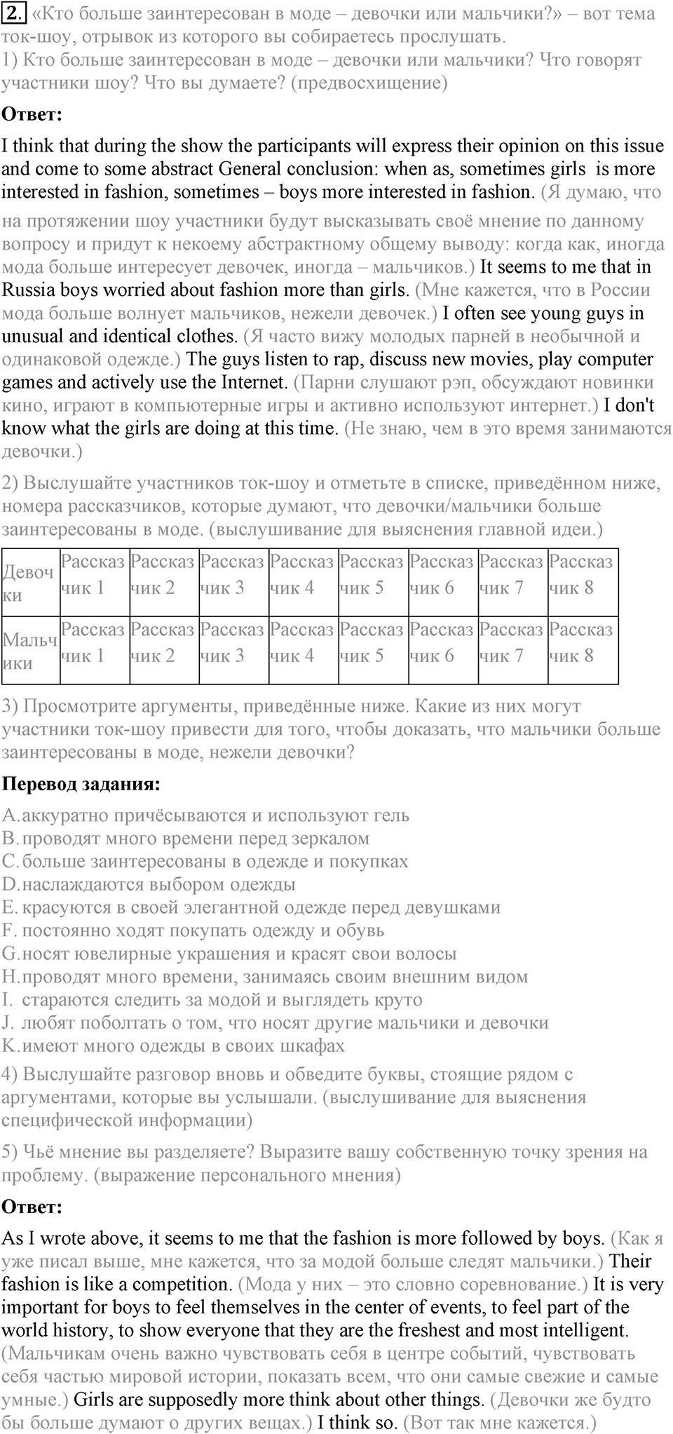Unit 6. Changing times, changing styles. Lesson 6 Задание №2 — решение 1