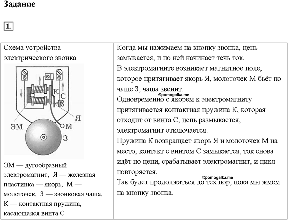Глава 3. Электромагнитные явления. §59. Магнитное поле катушки с током. Электромагниты и их применение. Задание №1 — решение 1