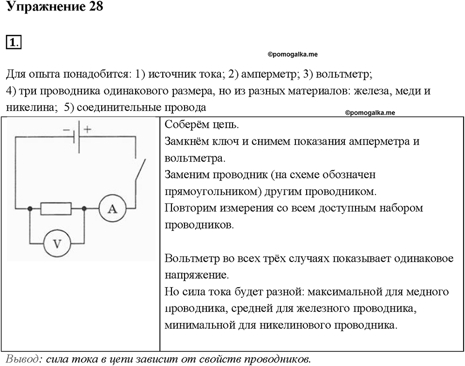 Глава 2. Электрические явления. §43. Электрическое сопротивление проводников. Единицы сопротивления. Упражнение 28. Номер №1 — решение 1