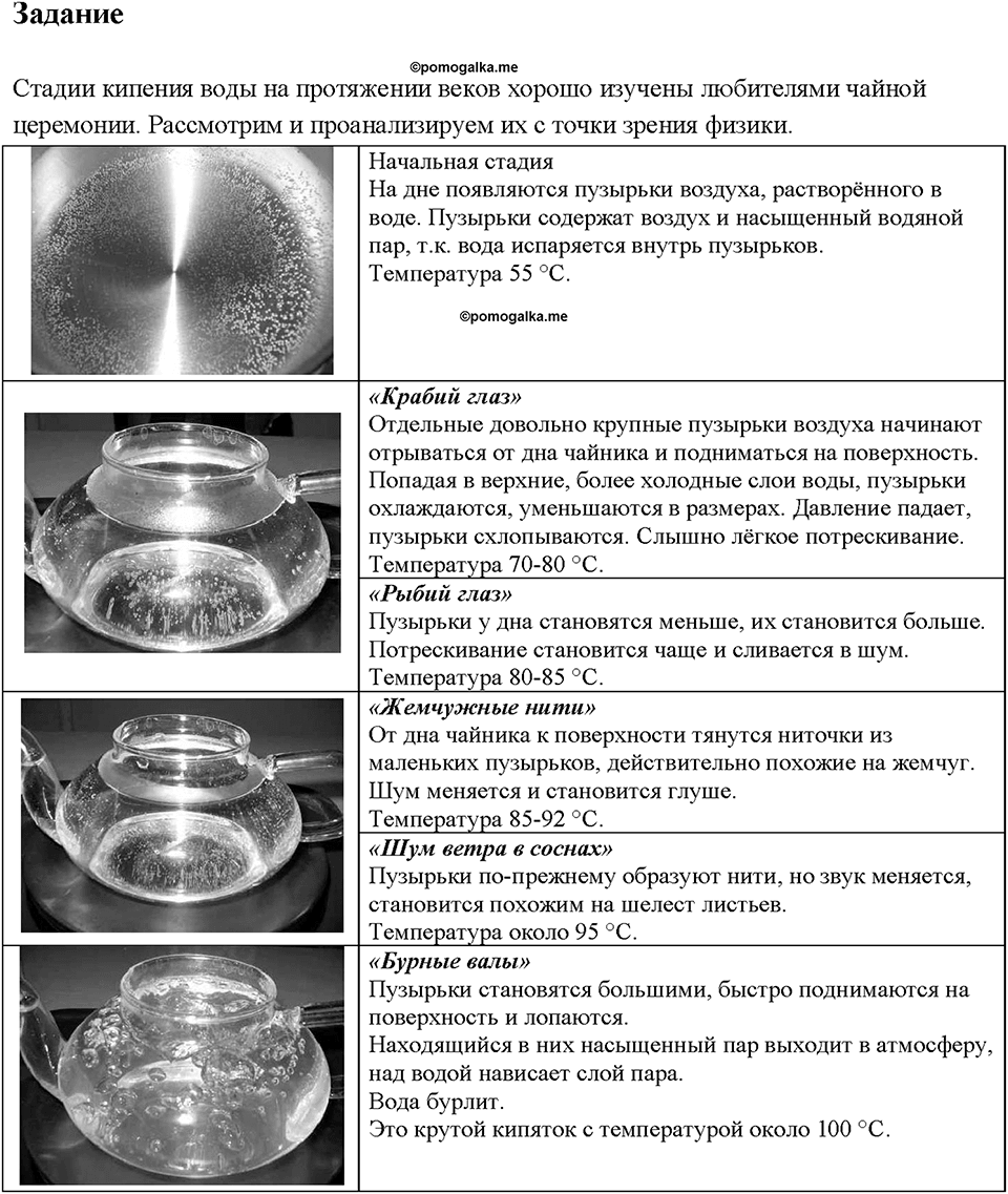 Глава 1. Тепловые явления. §18. Кипение. Задание №1 — решение 1