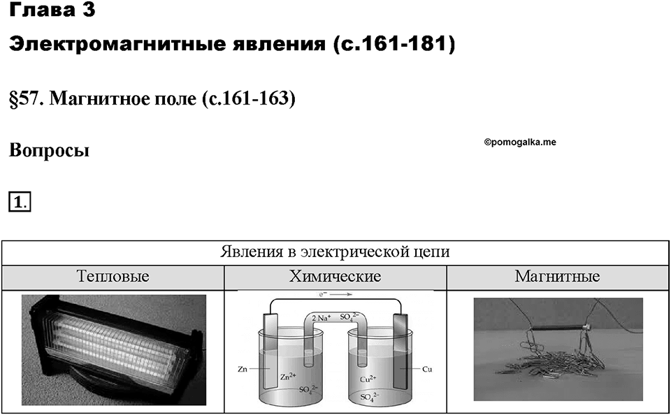 Глава 3. Электромагнитные явления. §57. Магнитное поле. Вопрос №1 — решение 1