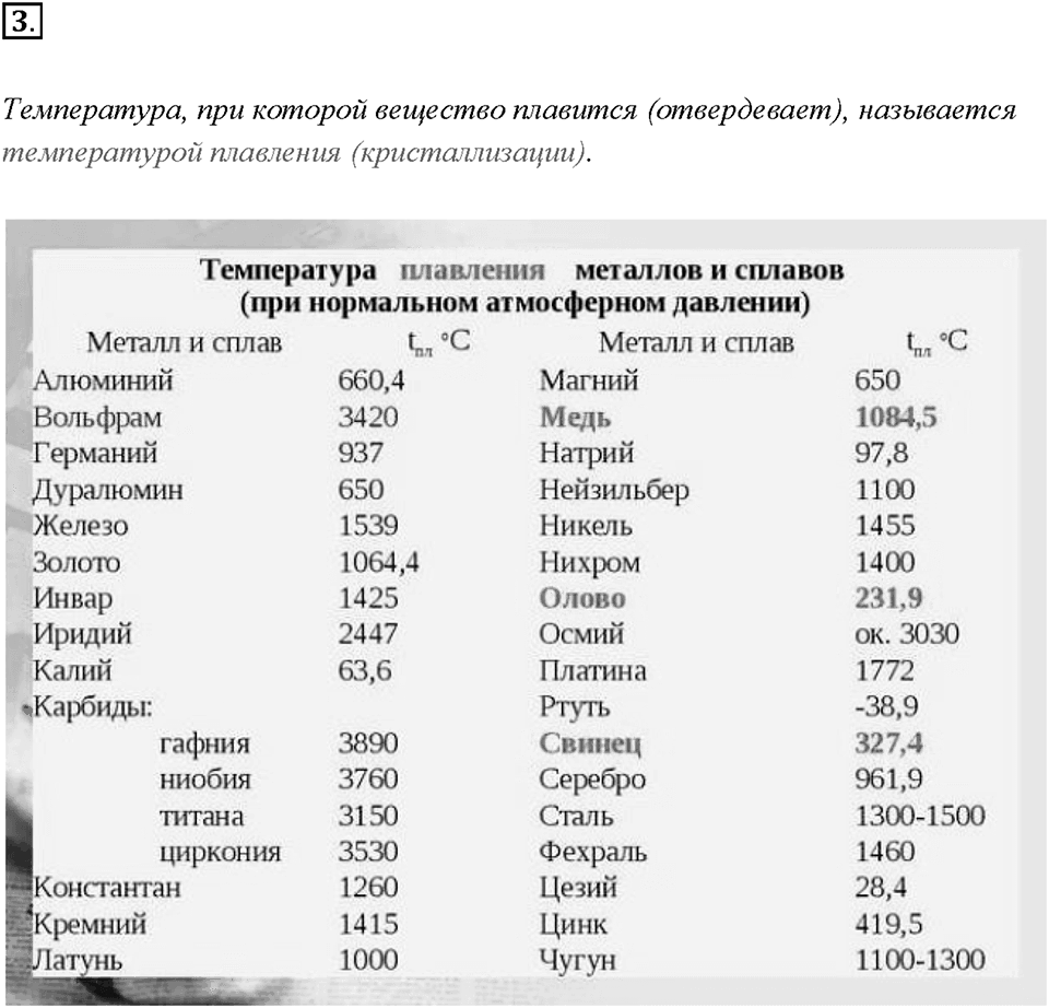 Глава 1. Тепловые явления. §13. Плавление и отвердевание кристаллических тел. Вопрос №3 — решение 1