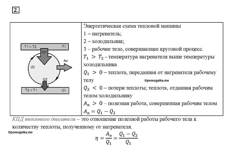 Глава 1. Тепловые явления. §24. КПД теплового двигателя. Вопрос №2 — решение 1