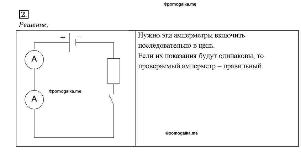Глава 2. Электрические явления. §38. Амперметр. Измерение силы тока. Упражнение 25. Номер №2 — решение 1