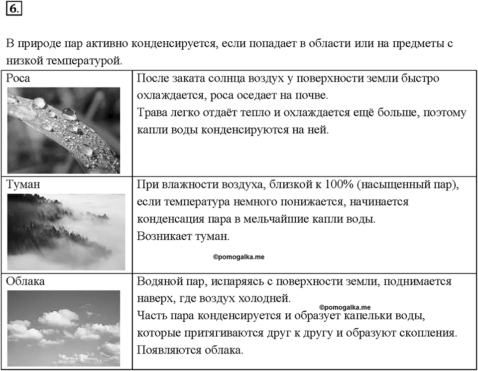 Глава 1. Тепловые явления. §17. Поглощение энергии при испарении жидкости и выделение её при конденсации пара. Вопрос №6 — решение 1