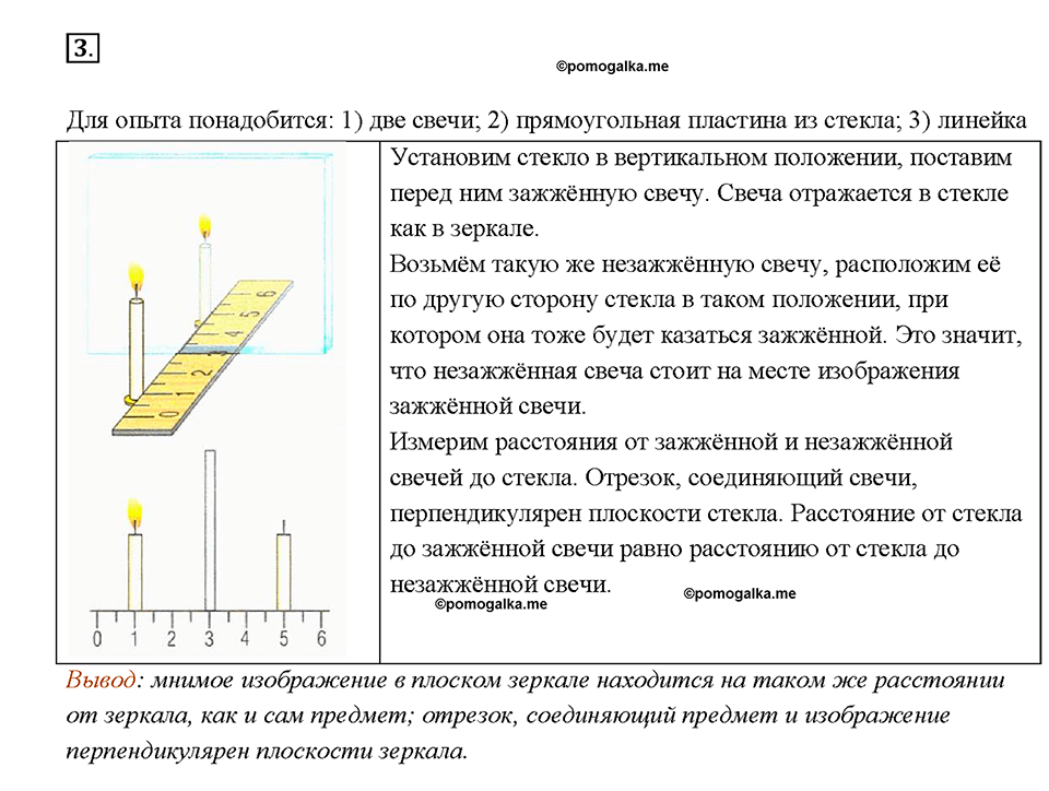 Глава 4. Световые явления. §66. Плоское зеркало. Вопрос №3 — решение 1