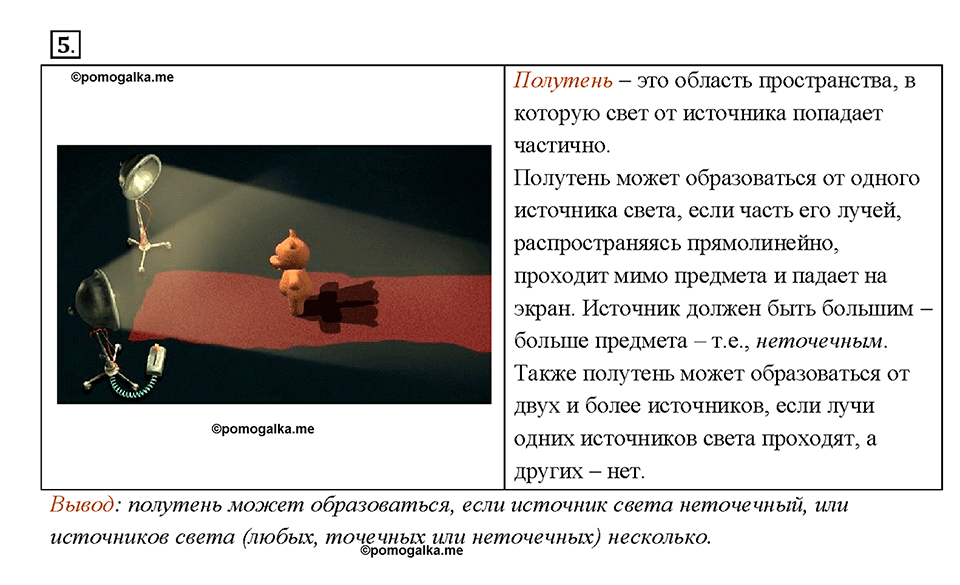 Глава 4. Световые явления. §63. Источники света. Распространение света. Вопрос №5 — решение 1