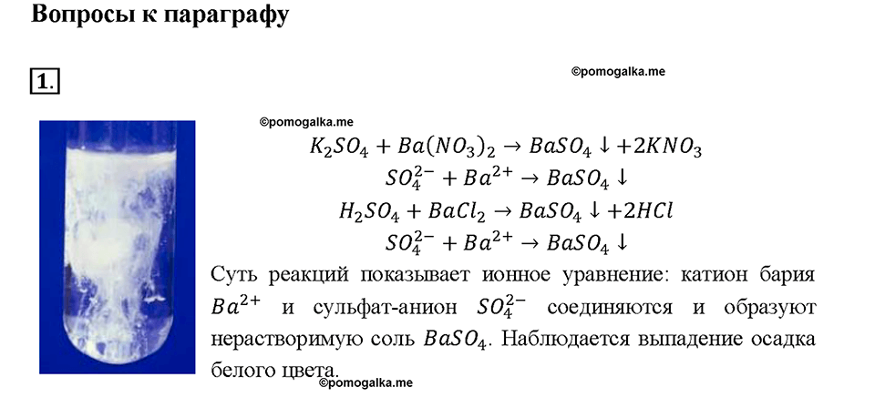Глава 5. Растворение. Растворы. Реакции ионного обмена и окислительно-восстановительные реакции. §38. Задание №1 — решение 1