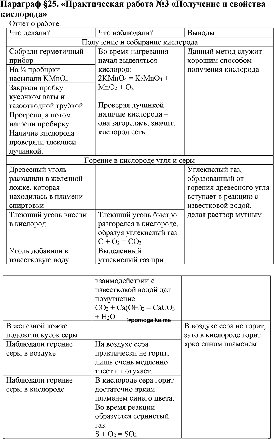 Кислород. Горение. §25. Практическая работа №3. Параграф §25 Практическая работа №3 Получение и свойства кислорода — решение 1