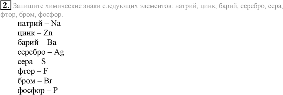 Первоначальные химические понятия. §12. Знаки химических элементов. Параграф §12 Подумай, ответь, выполни №2 — решение 1