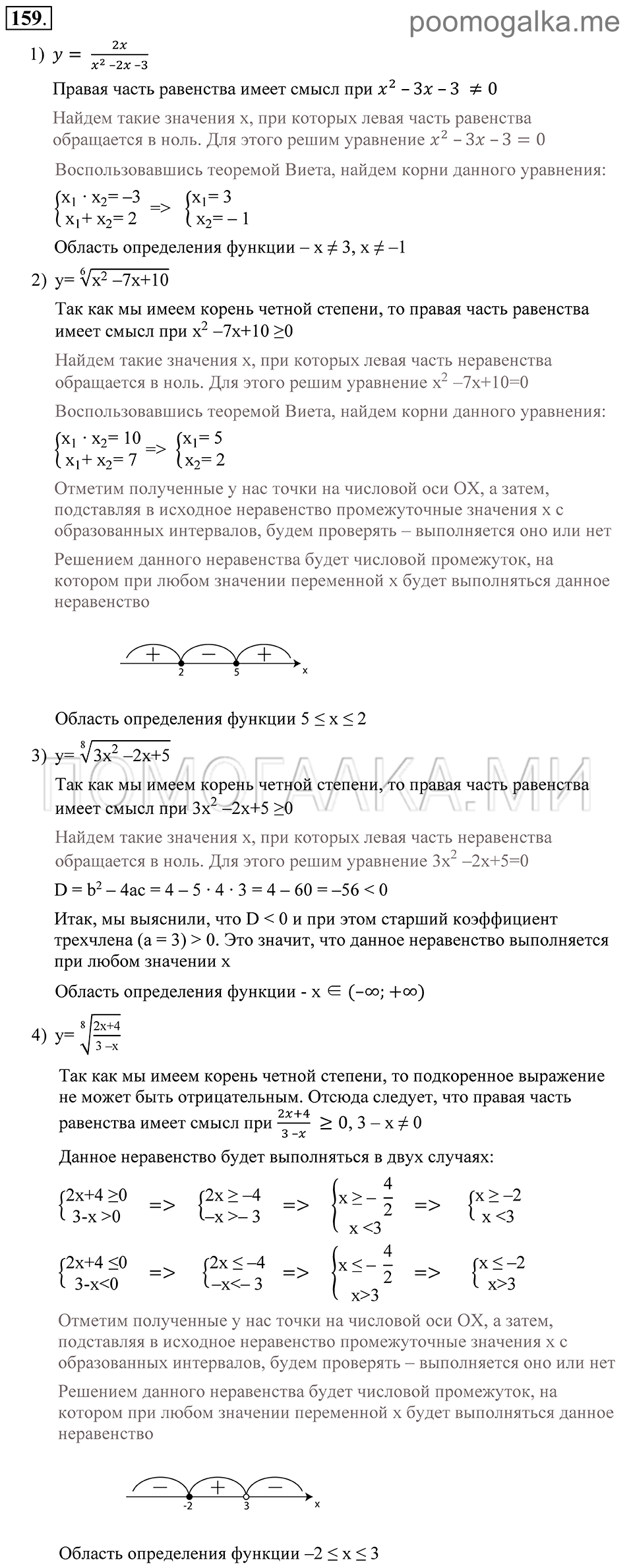 Глава 3. Степенная функция. §12. Область определения функции. Номер №159 — решение 1