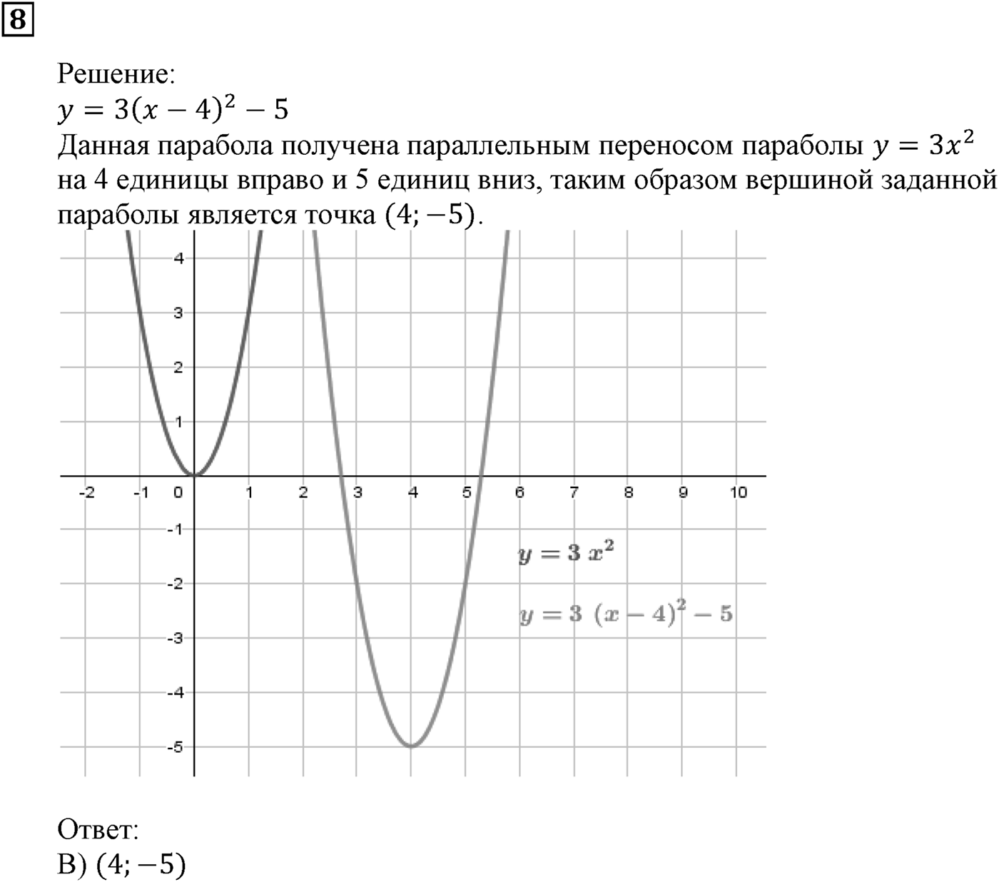 Квадратная функция. §11. Квадратичная функция, её график и свойства. Номер №8 — решение 1