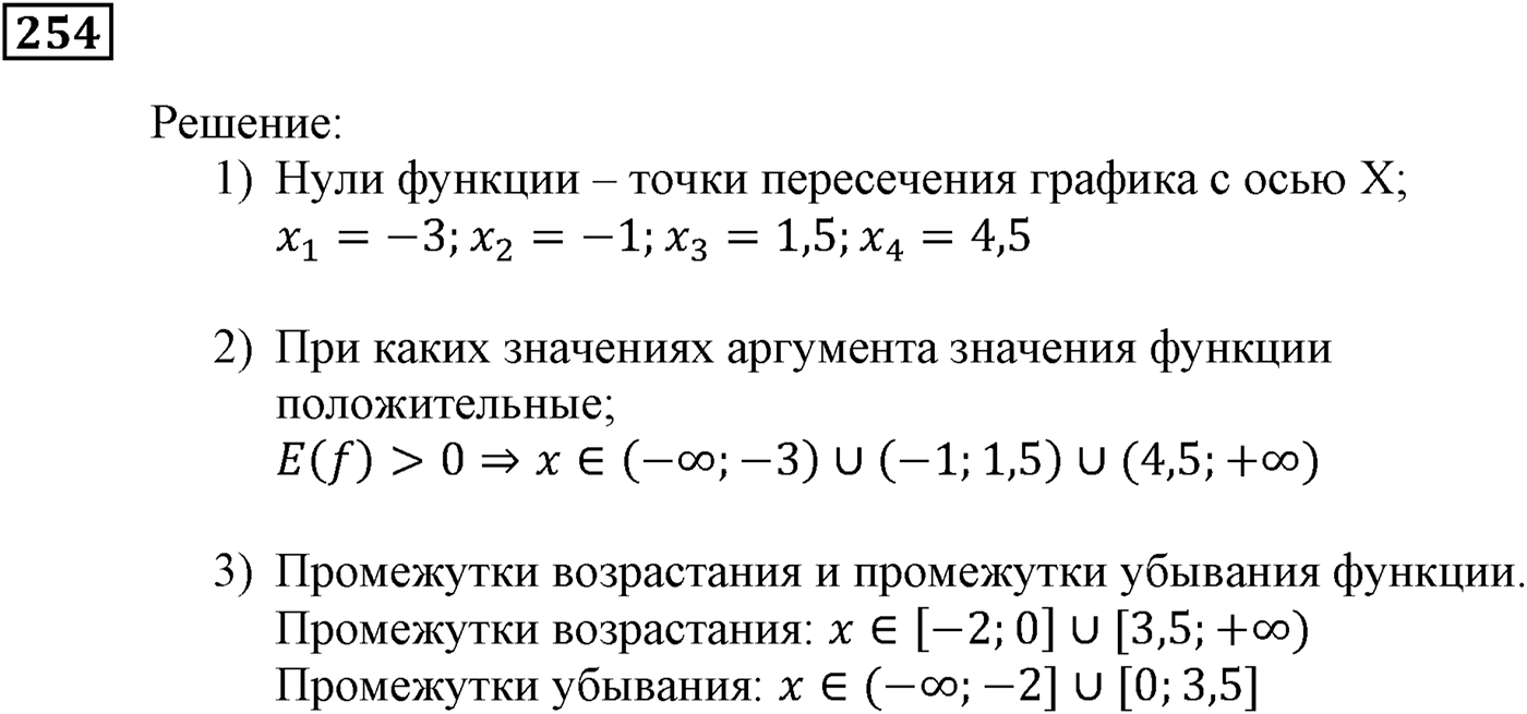 Квадратная функция. §7. Повторение и расширение сведений о функции. Номер №254 — решение 1