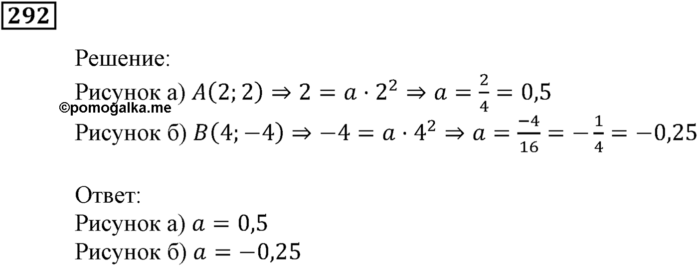 Квадратная функция. §9. Построение графика функции y=Rf(x). Номер №292 — решение 1