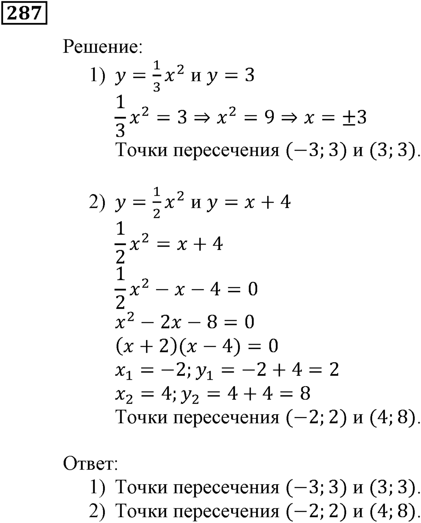 Квадратная функция. §9. Построение графика функции y=Rf(x). Номер №287 — решение 1