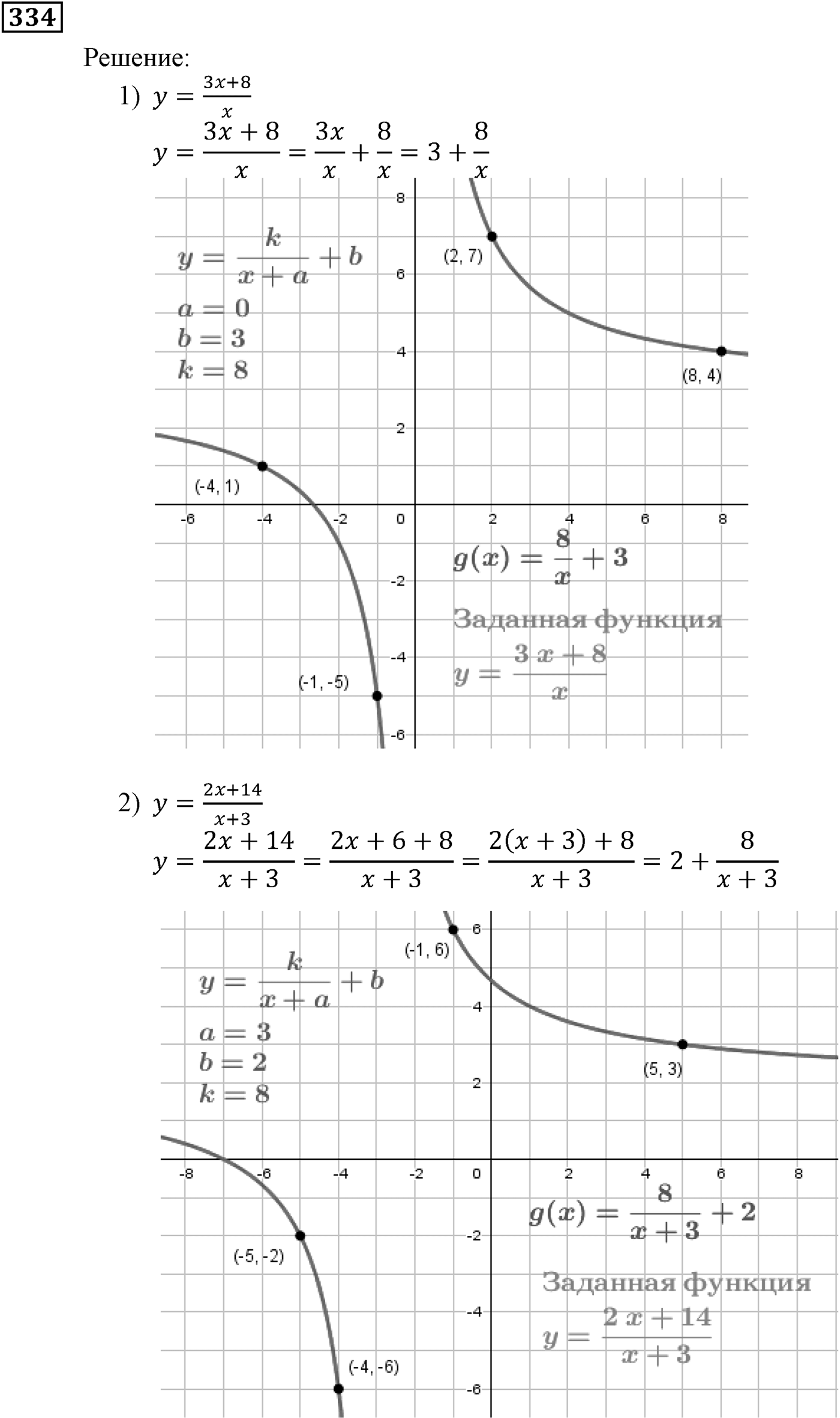 Квадратная функция. §10. Построение графиков функций y=f(x)+b и y=f(x+a). Номер №334 — решение 1