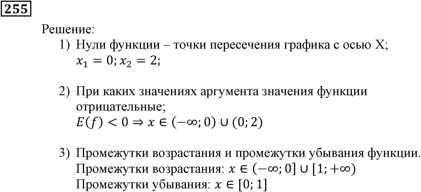 Квадратная функция. §7. Повторение и расширение сведений о функции. Номер №255 — решение 1