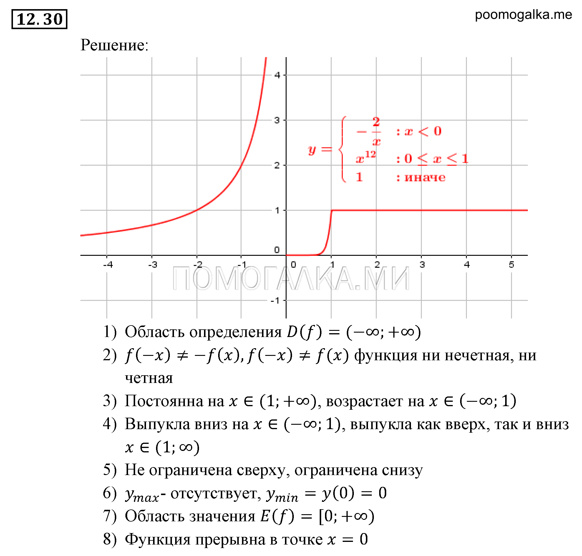 Числовые функции. §12. Функции у=х^n (n є N), их свойства и графики. Номер №12.30 — решение 1