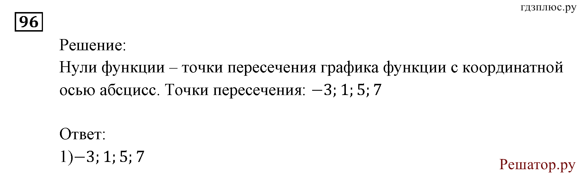 Итоговое повторение. Функции и графики. Номер №96 — решение 1