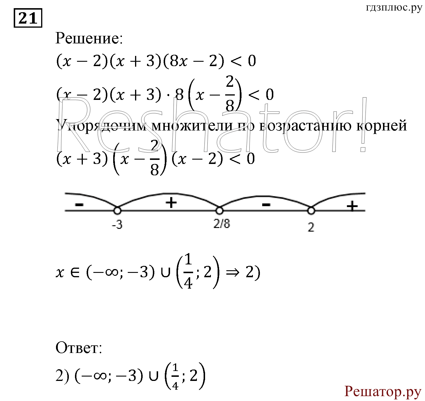 Итоговое повторение. Неравенства и системы неравенств. Номер №21 — решение 1