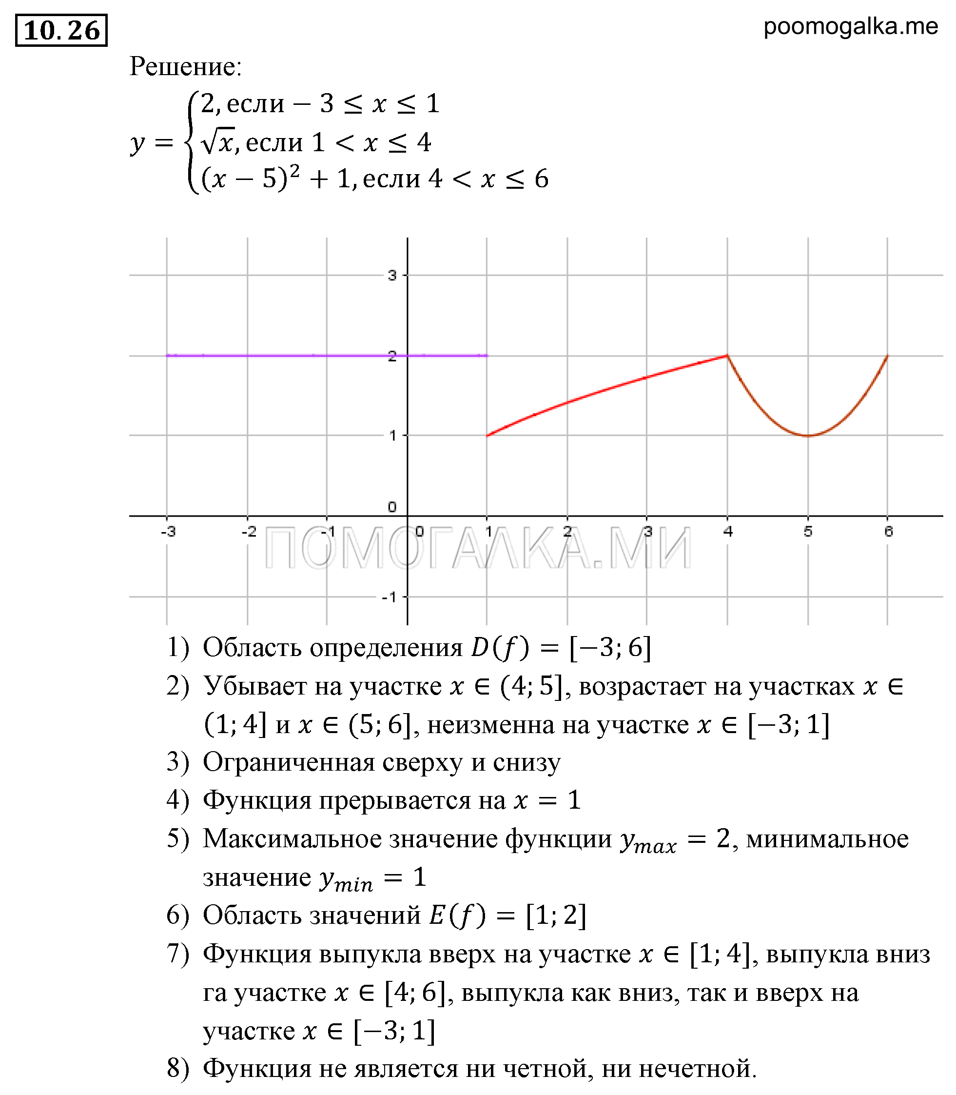 Числовые функции. §10. Свойства функций. Номер №10.26 — решение 1