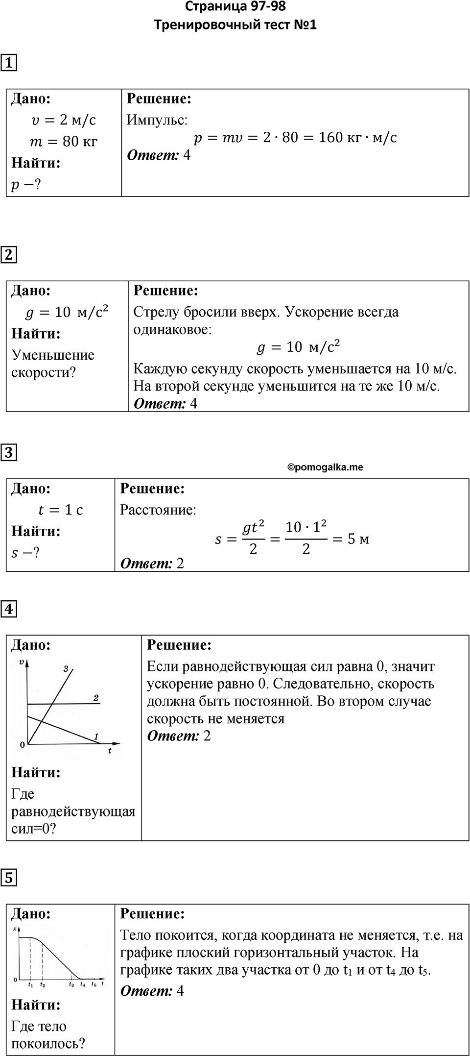Тренировочный тест №1 — решение 1