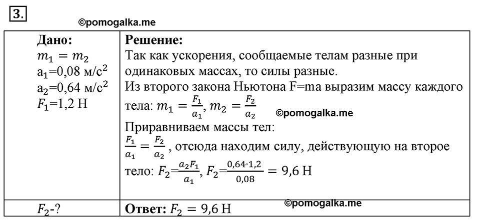 Законы взаимодействия и движения тел. §11. Второй закон Ньютона. Параграф §11 упражнение 11 №3 — решение 1