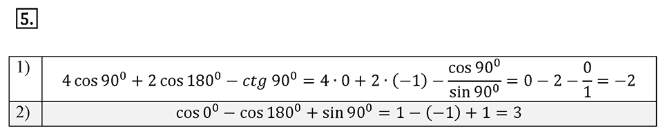 §1. Тригонометрические Функции угла от 0° до 180°. Номер №5 — решение 1