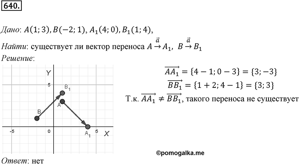 §17. Движение (перемещение) Фигуры. Параллельный перенос. Номер №640 — решение 1
