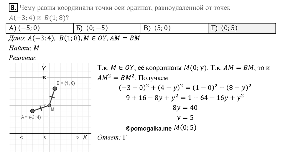 §11. Угловой коэффициент прямой. Задание 3 Проверь себя Номер 8 — решение 1