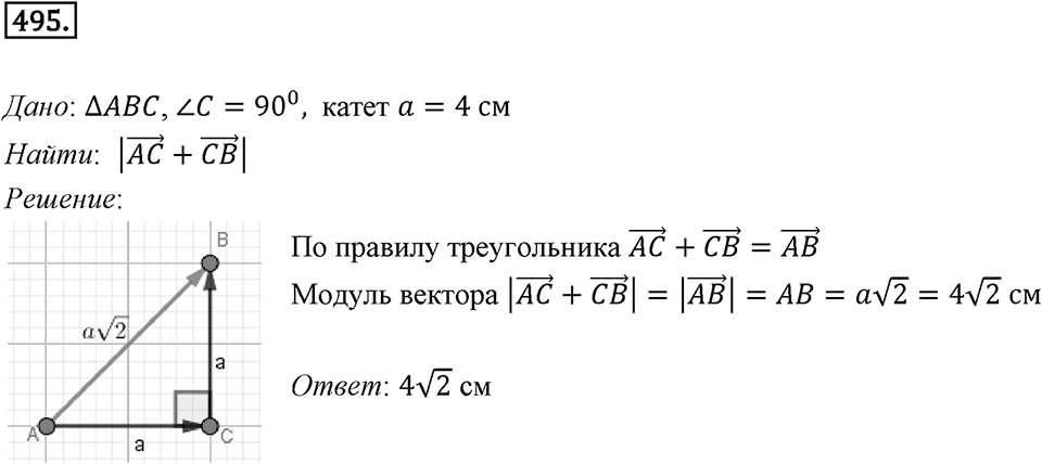 §14. Сложение и вычитание векторов. Номер №495 — решение 1