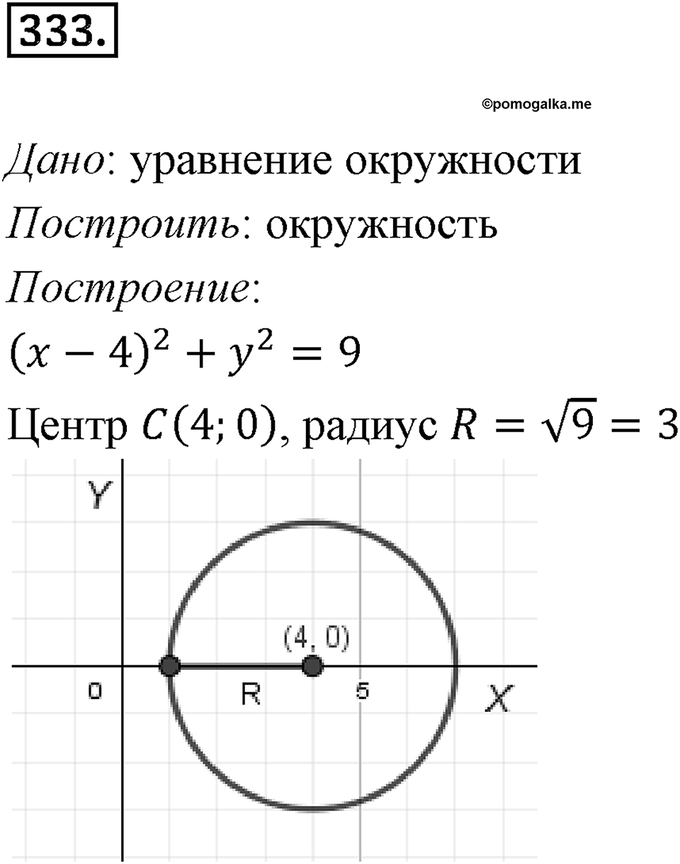 §9. Уравнение Фигуры. Уравнение окружности. Номер №333 — решение 1