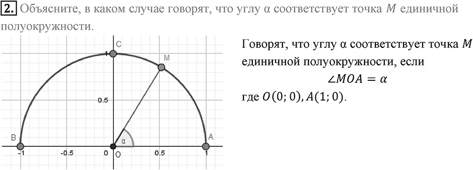 §1. Тригонометрические Функции угла от 0° до 180°. Вопросы к параграфу §1 Номер 2 — решение 1